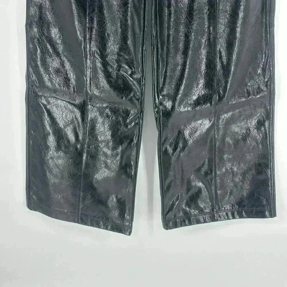 NWT Free People Star Crossed Lovers Patent Leather Straight Pants Black Sz 0 - Picture 4 of 16